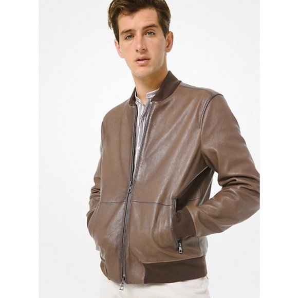 Michael Kors Brown Lamb Leather Bomber 